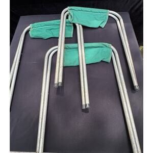 3 Rare 1950’s VINTAGE Cal Dak GREEN CANVAS CAMPING FOLDING STOOLS OR CHAIRS